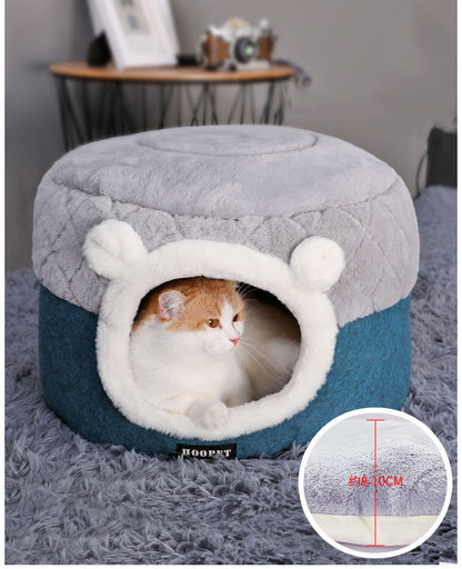 Reversible Quilted Warm Cat Bed for Pets in Autumn/Winter